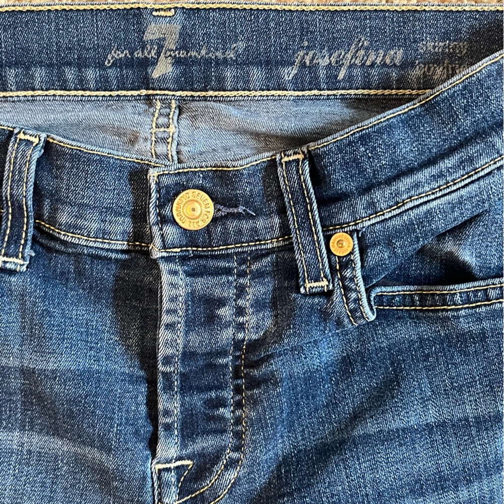 Josefina skinny boyfriend jeans from 7 for all mankind size 26 distressed - Picture 4 of 8